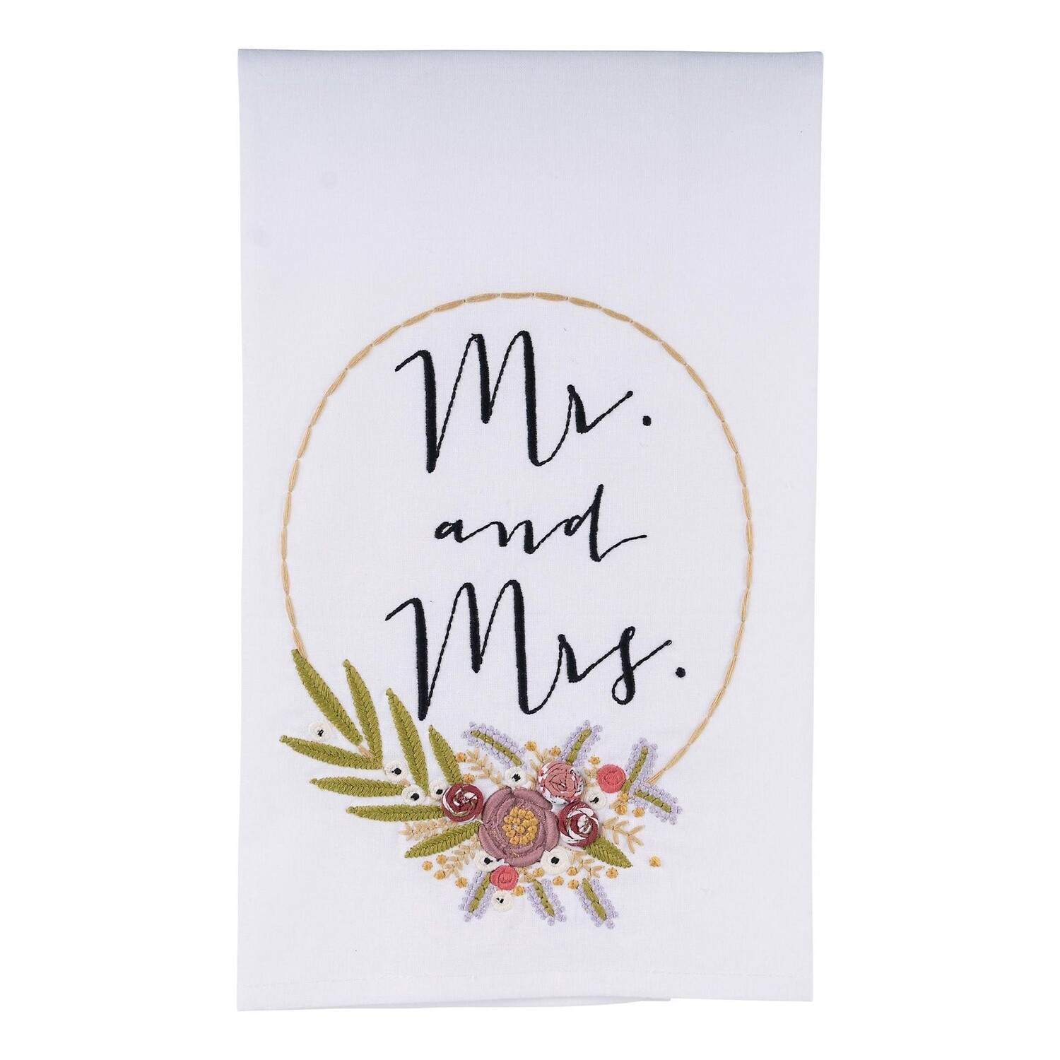 Flower Wreath Mr. &amp; Mrs. Tea Towel