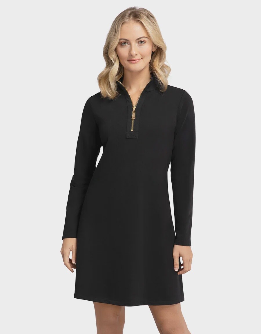 Nora Half-Zip Dress Black