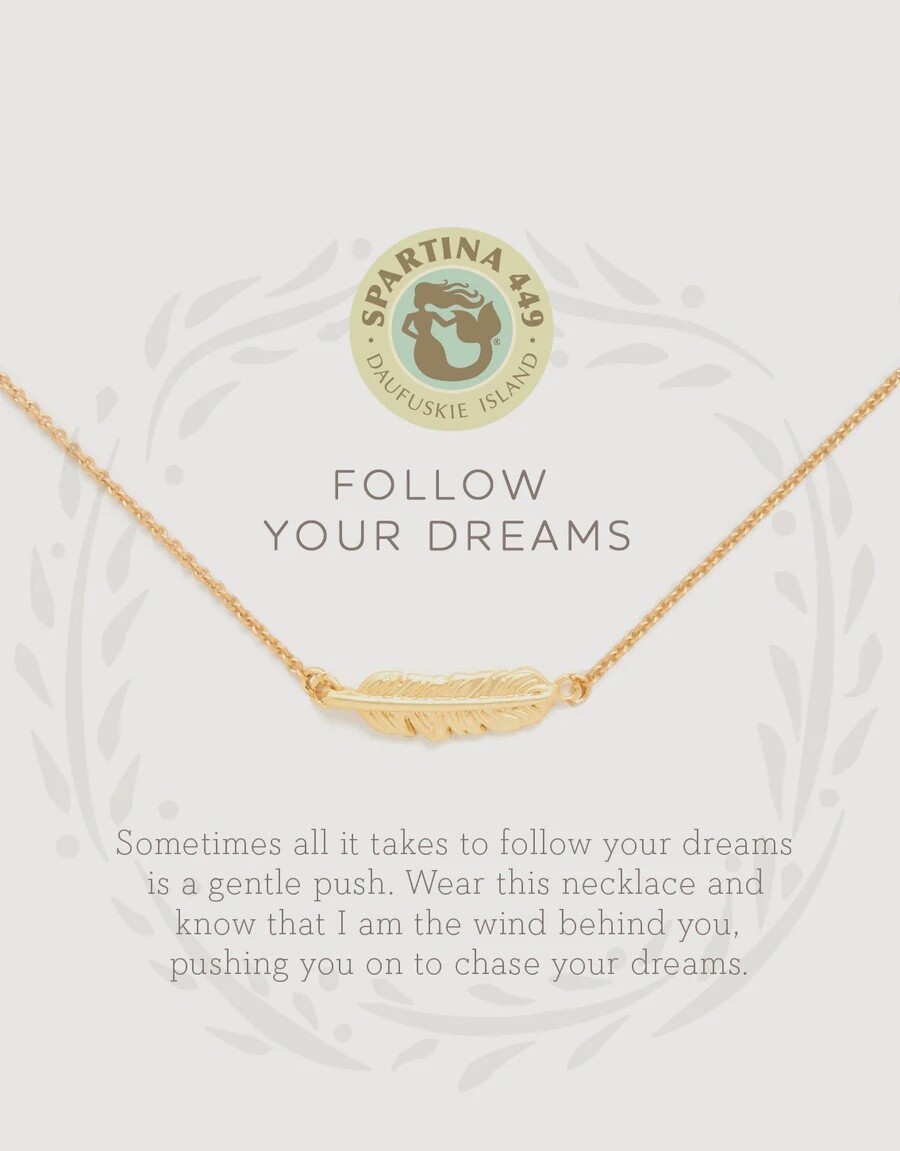 Sea La Vie Necklace Follow Your Dreams/Feather, Colour: Gold