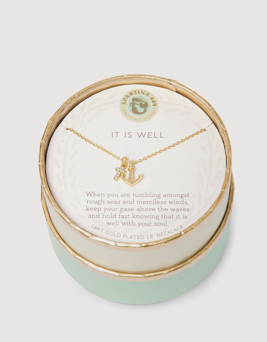 Sea La Vie Necklace It Is Well/Cross Anchor, Colour: Gold
