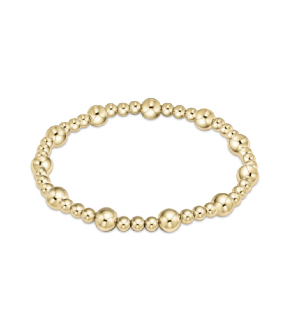 Extends - Classic Sincerity Pattern 6mm Bead Bracelet - Gold