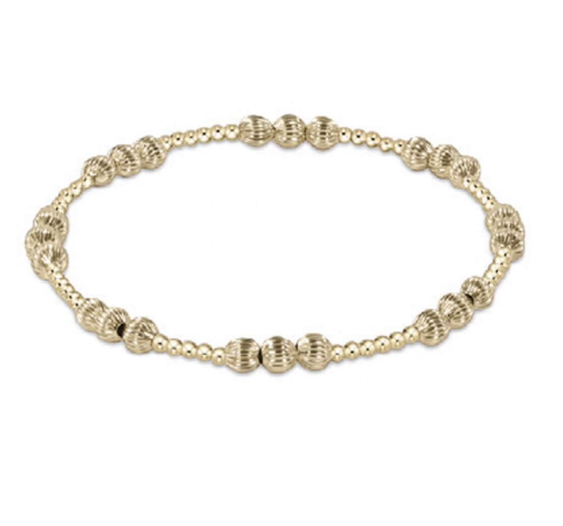 Extends - Dignity Joy Pattern 4mm Bead Bracelet - Gold