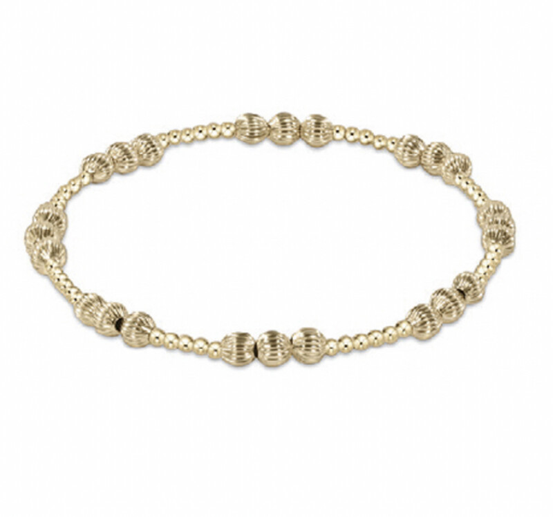 Extends - Dignity Joy Pattern 4mm Bead Bracelet - Gold