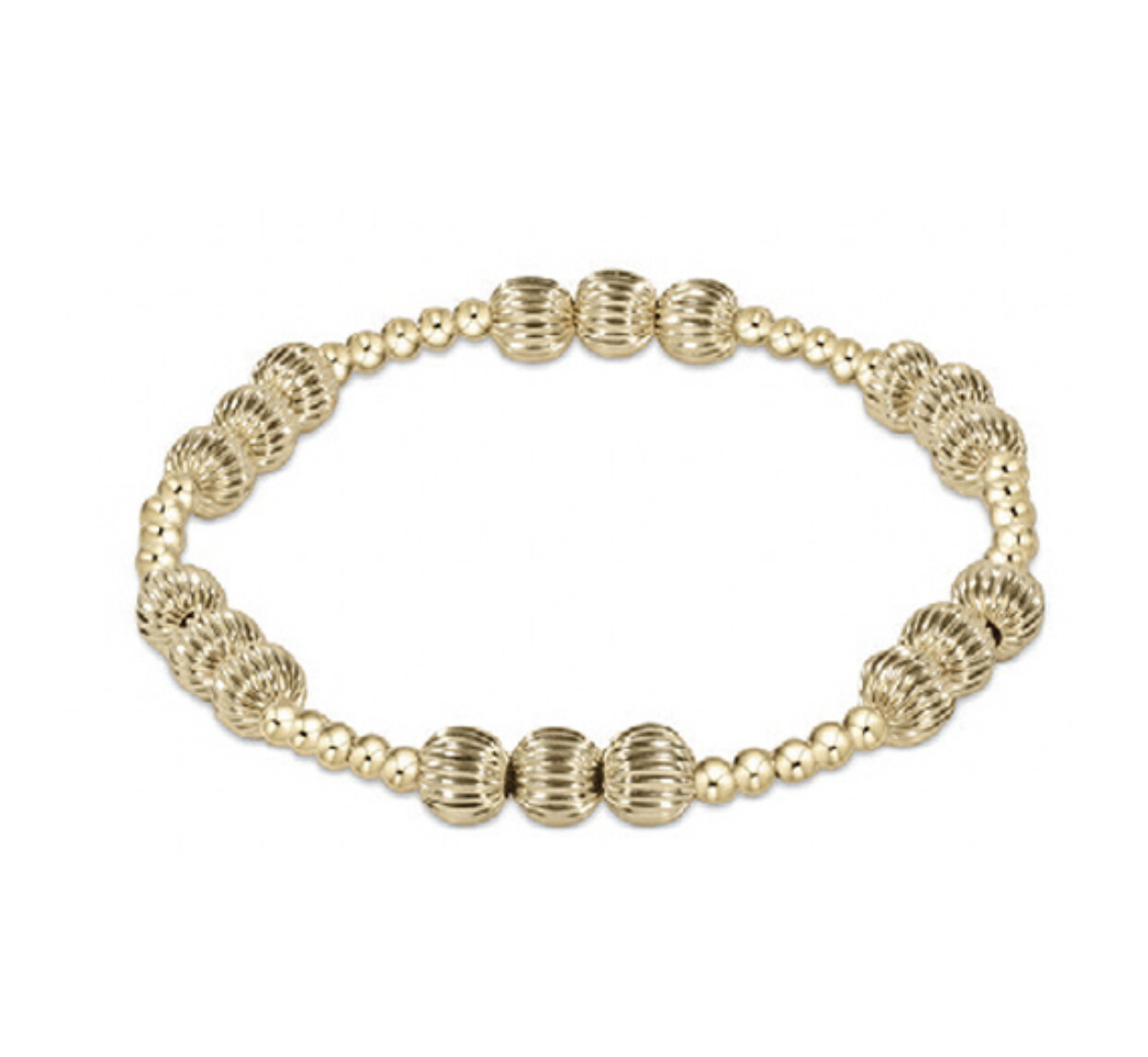 Extends - Dignity Joy Pattern 6mm Bead Bracelet - Gold