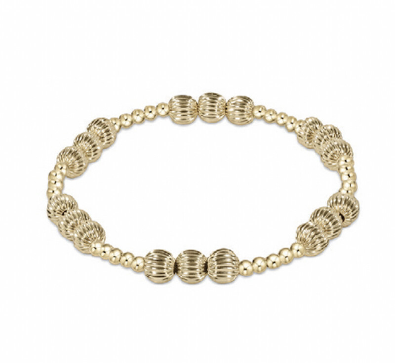 Extends - Dignity Joy Pattern 6mm Bead Bracelet - Gold