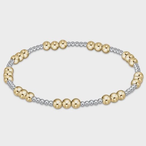 Extends - Classic Joy Pattern 4mm Bead Bracelet - Mixed Metal