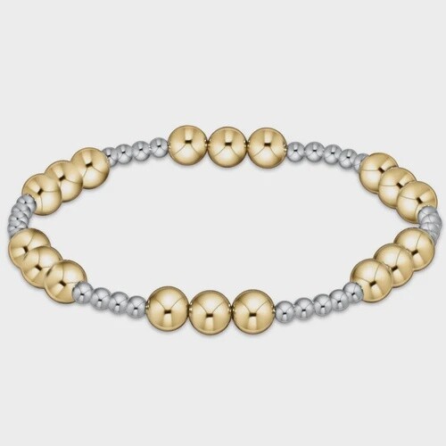 Extends - Classic Joy Pattern 6mm Bead Bracelet - Mixed Metal