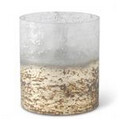 Cream Tan &amp; Gold Acid Washed Glass Container, Size: Large