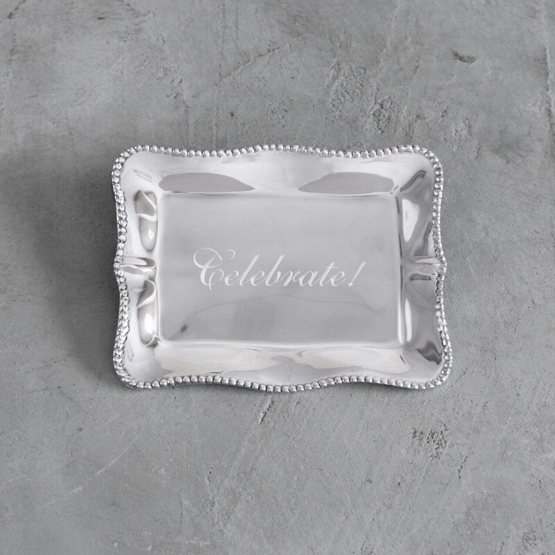 GIFTABLES Pearl Rectangular Engraved Tray - Celebrate!