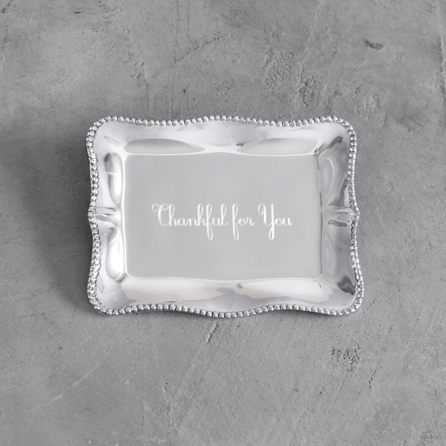 GIFTABLES Pearl Denisse Rectangular Engraved Tray - Thankful for You