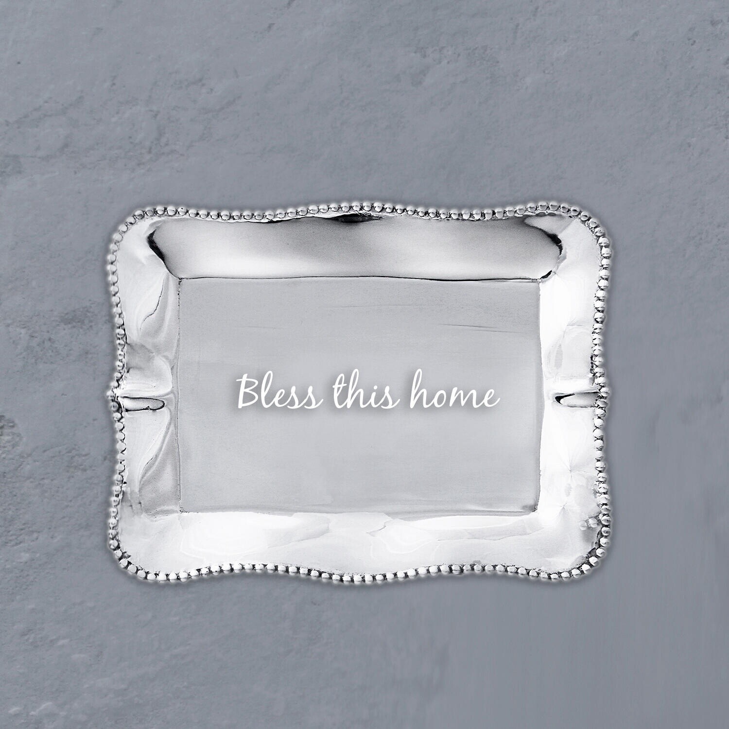 GIFTABLES Pearl Rectangular Engraved Tray - Bless this home