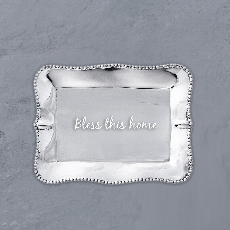 GIFTABLES Pearl Rectangular Engraved Tray - Bless this home