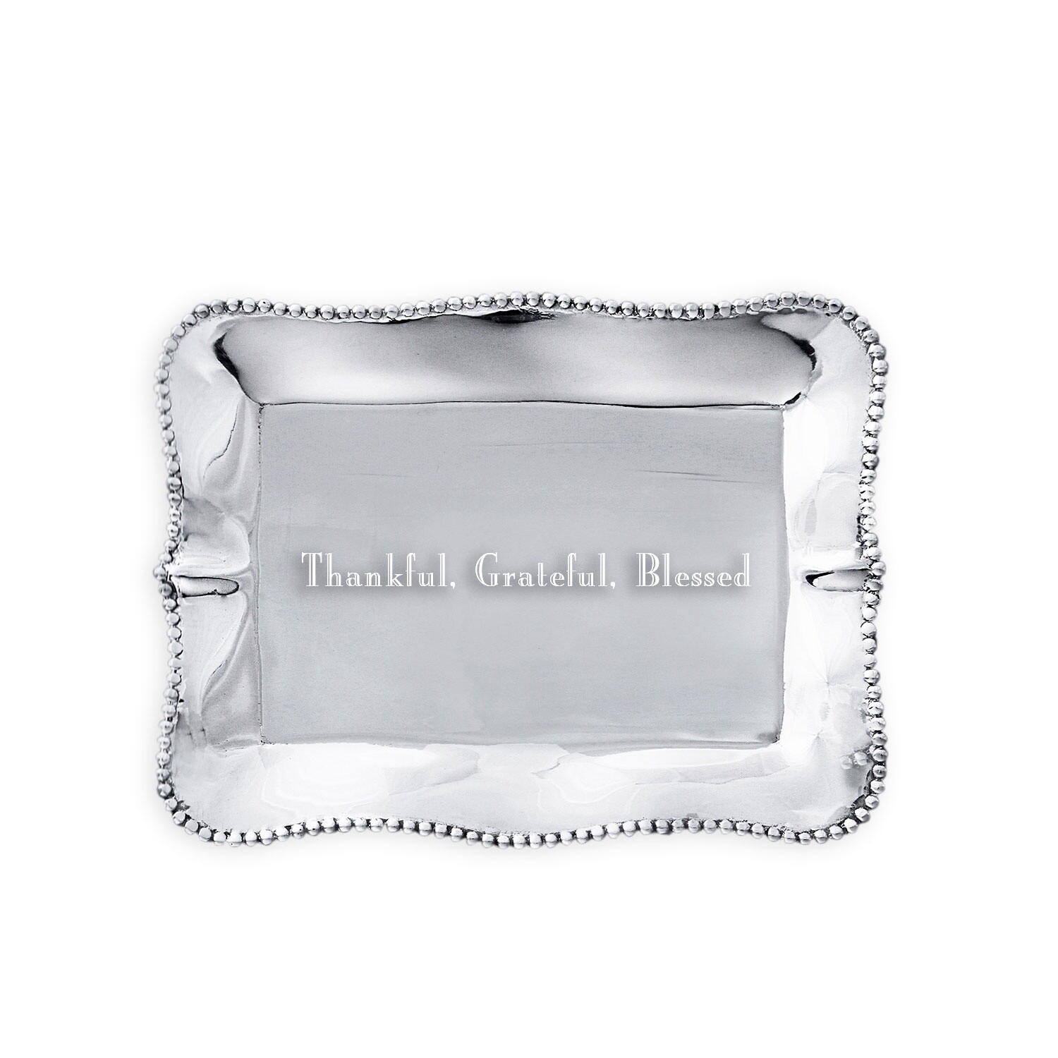 GIFTABLES Pearl Rectangular Engraved Tray - Thankful, Grateful, Blessed