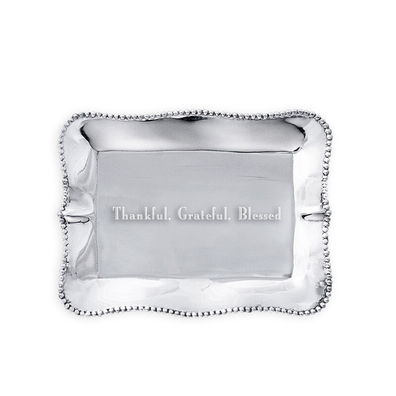 GIFTABLES Pearl Rectangular Engraved Tray - Thankful, Grateful, Blessed