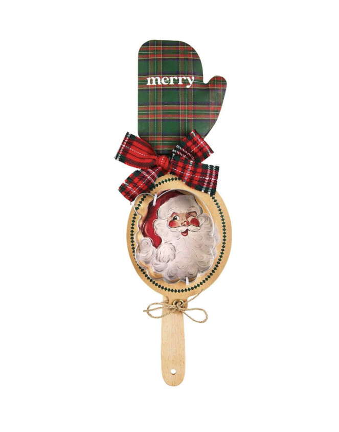 Tartan Spatula &amp; Cookie Cutter Set, Colour: Green