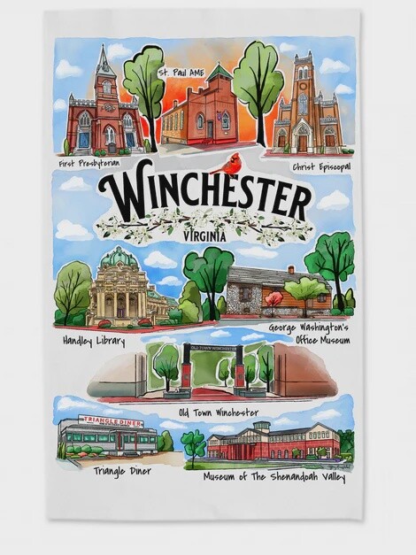 Winchester Virginia Landmark Tea Towel