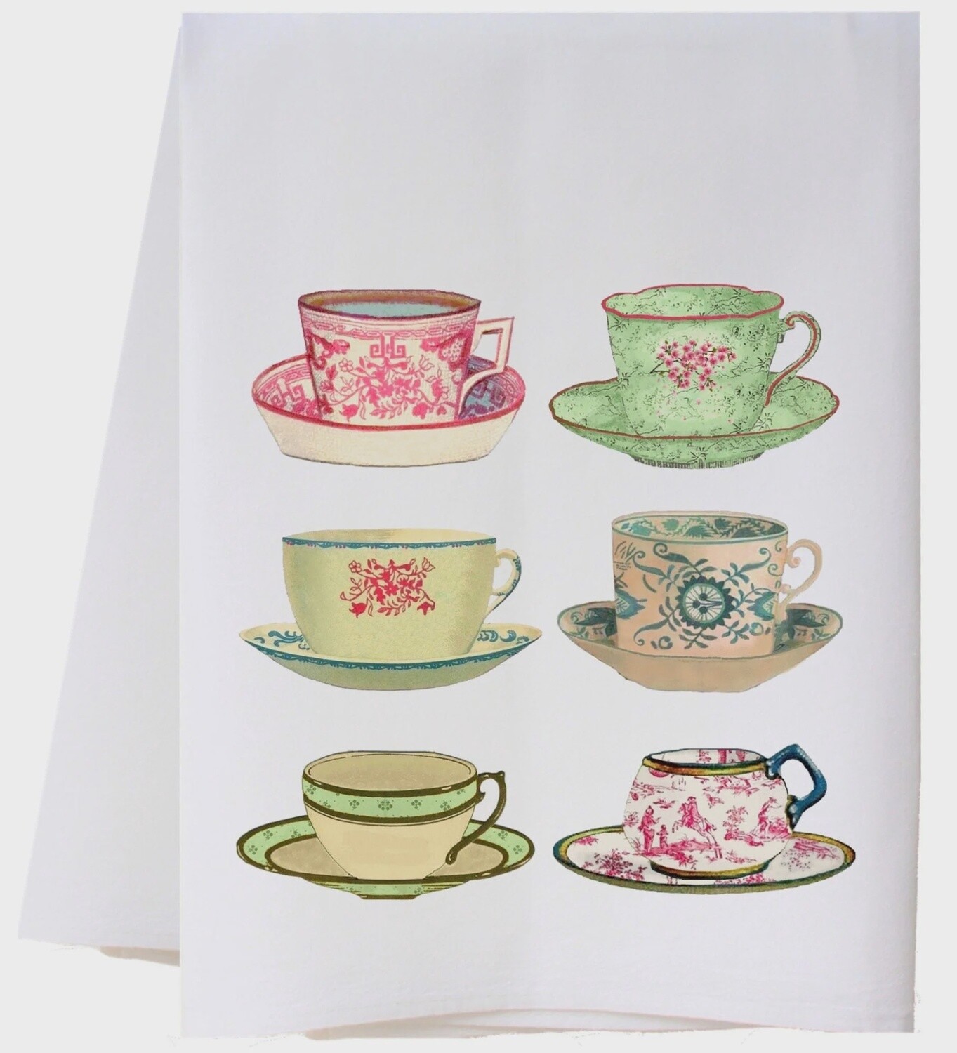 Tea Cups Flour Sack Towel