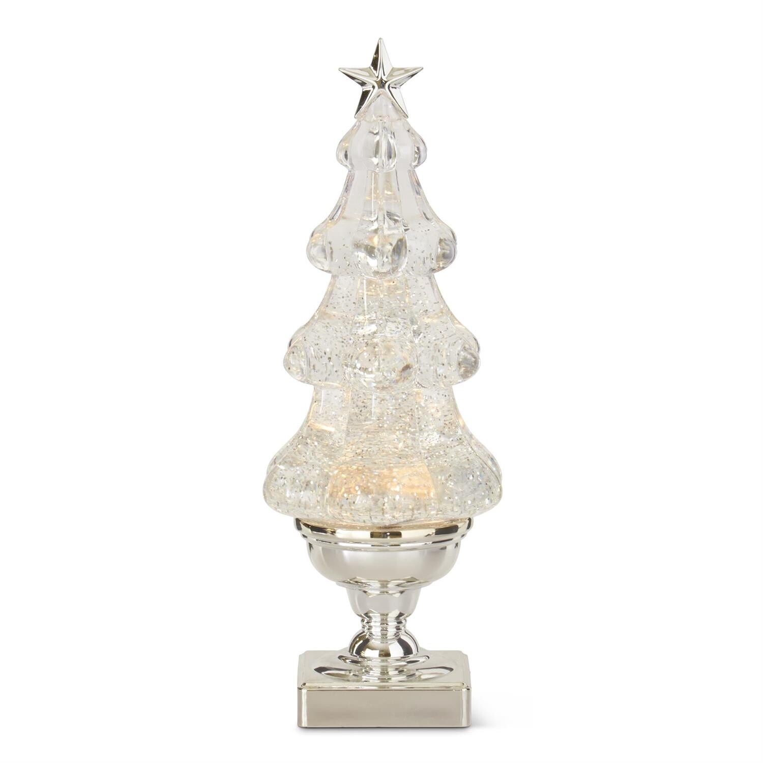 13.75 Inch Clear Acrylic Swirling Glitter LED Tree