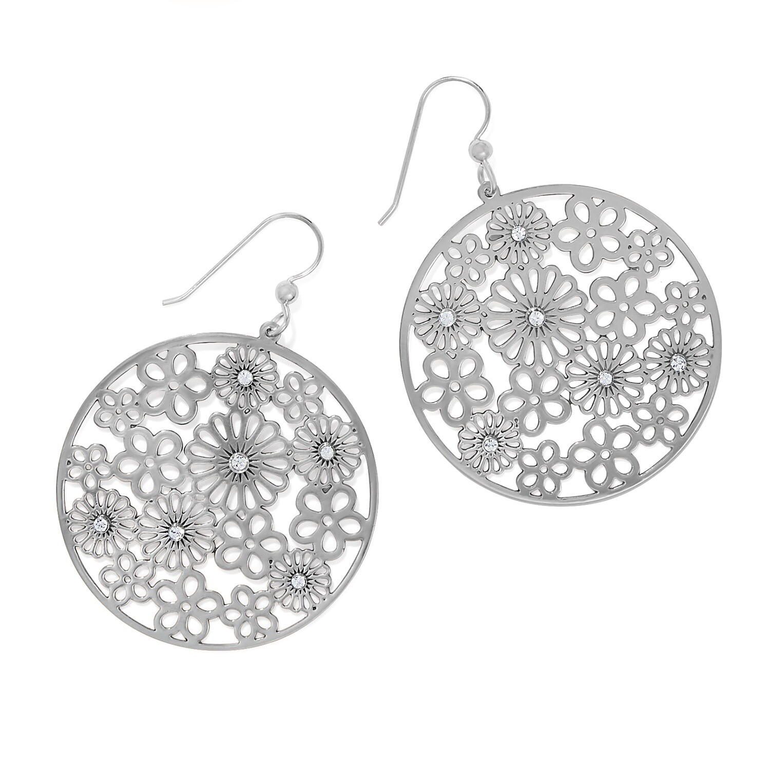 Posey Disc French Wire Earrings, Colour: Silver