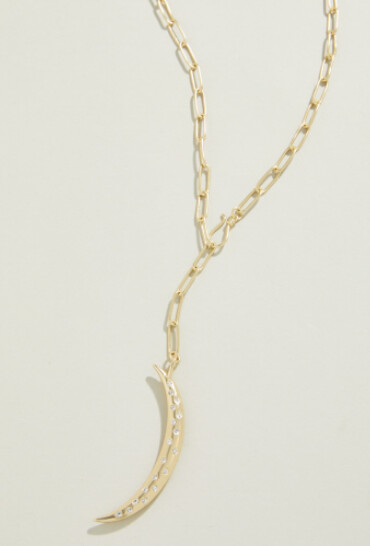 Crescent Necklace 20&quot; Crystal