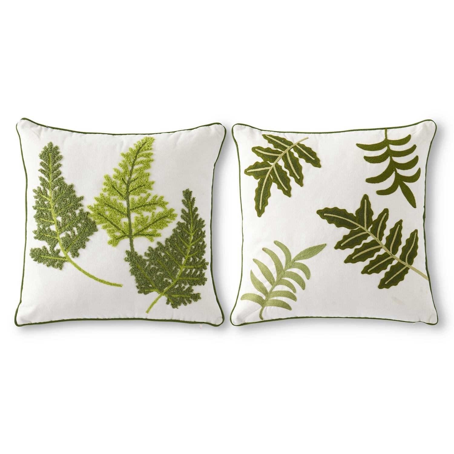 16 Inch Pillows w/Embroidered Ferns