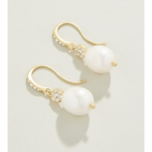 Sparkling Bauble Drop Earrings Crystal/Pearl