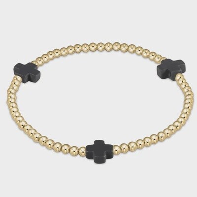 Signature Cross Gold Pattern 3mm - Charcoal