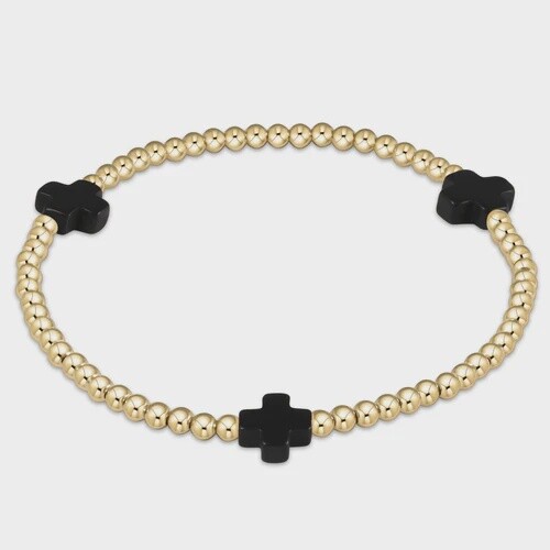 Signature Cross Gold Pattern 3mm - Onyx