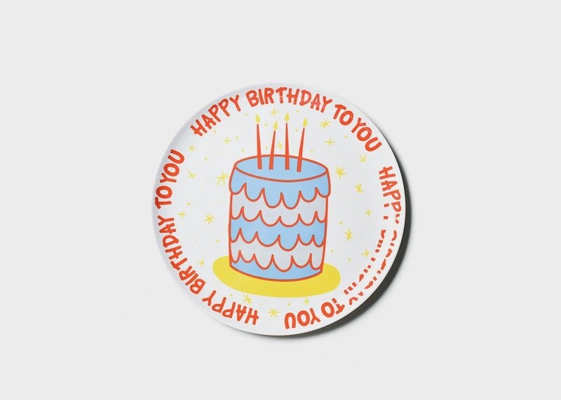 Blue Happy Birthday Cake Melamine Dinner Plate