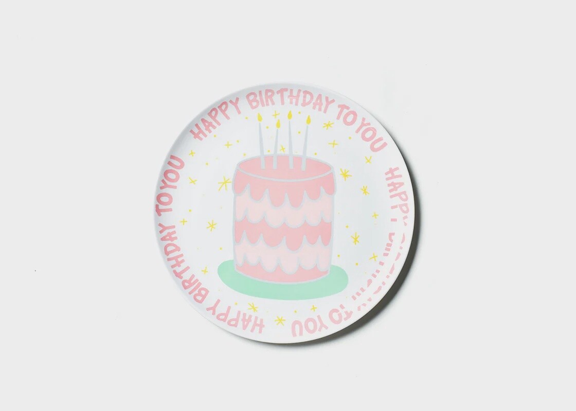 Pink Happy Birthday Cake Melamine Dinner Plate