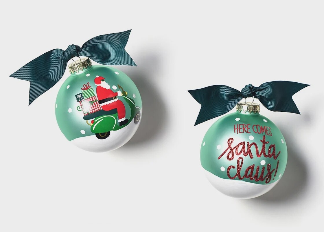 Here Comes Santa Claus Glass Ornament