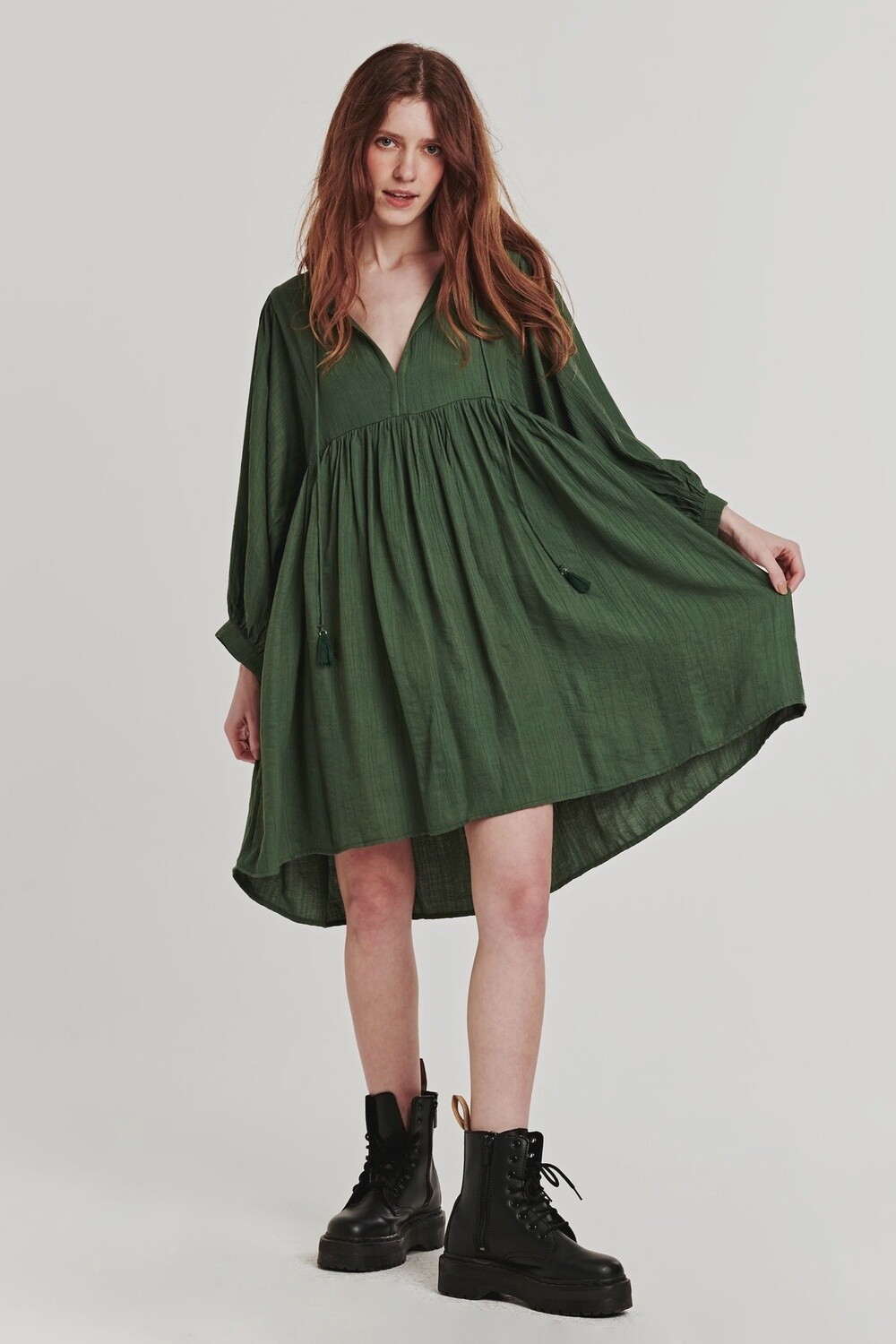 Jaden Empire Waist Midi Dress Sage Leaf