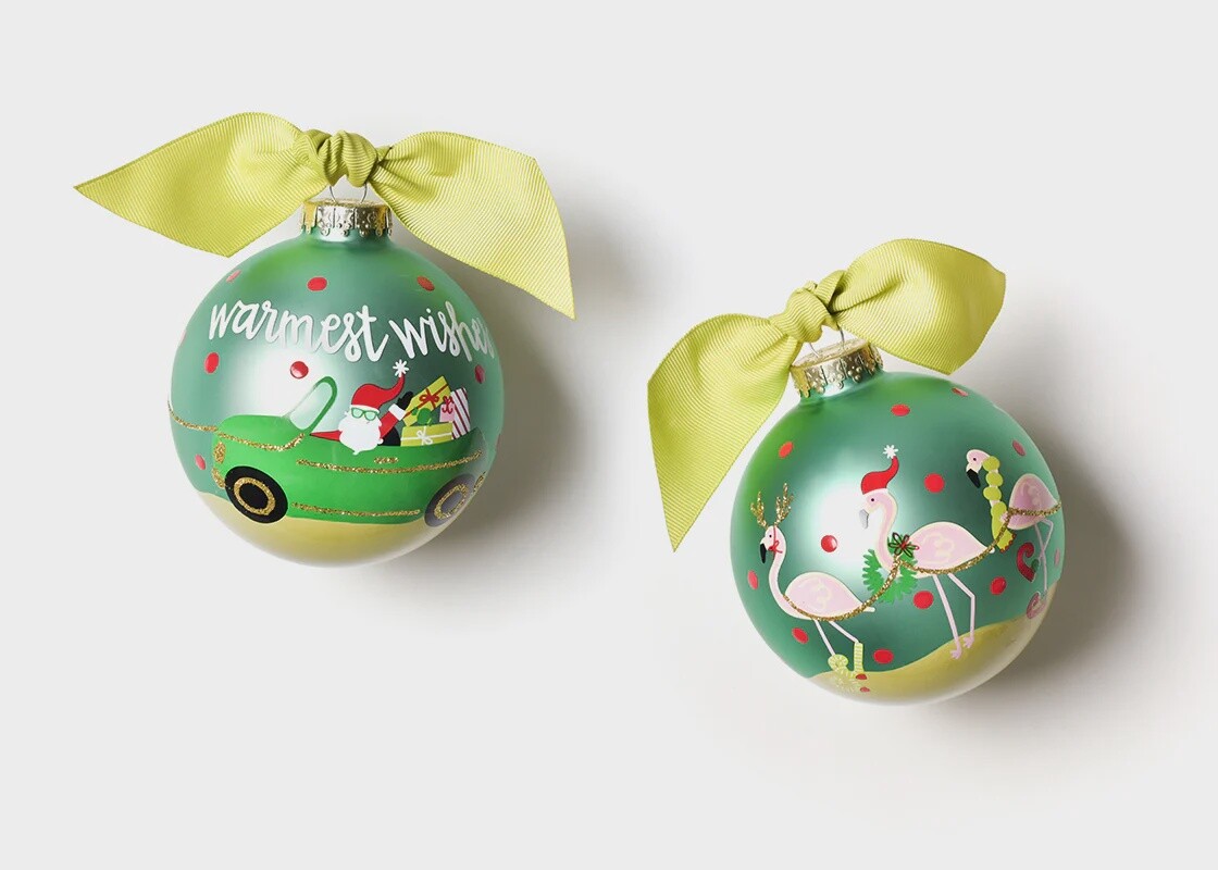 Warmest Wishes Santa Glass Ornament