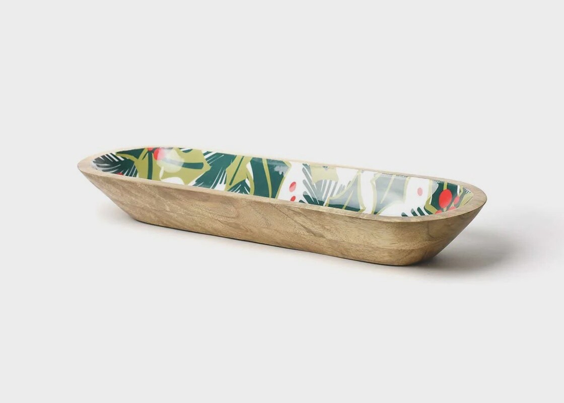 Balsam and Berry Holly Wooden Dough Bowl