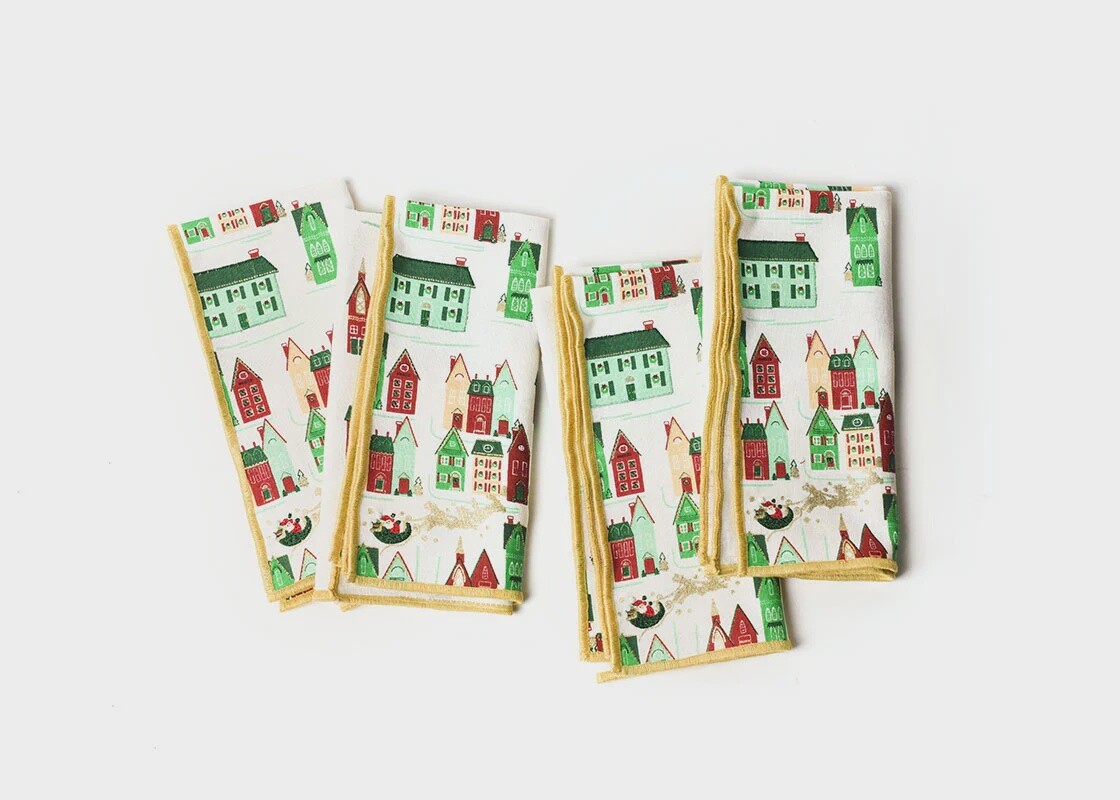 Flying Santa Napkin, Set of 4