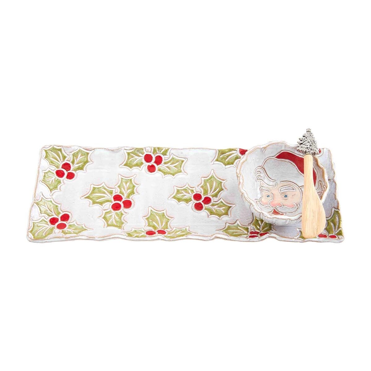 Holly Tray &amp; Santa Dip Set