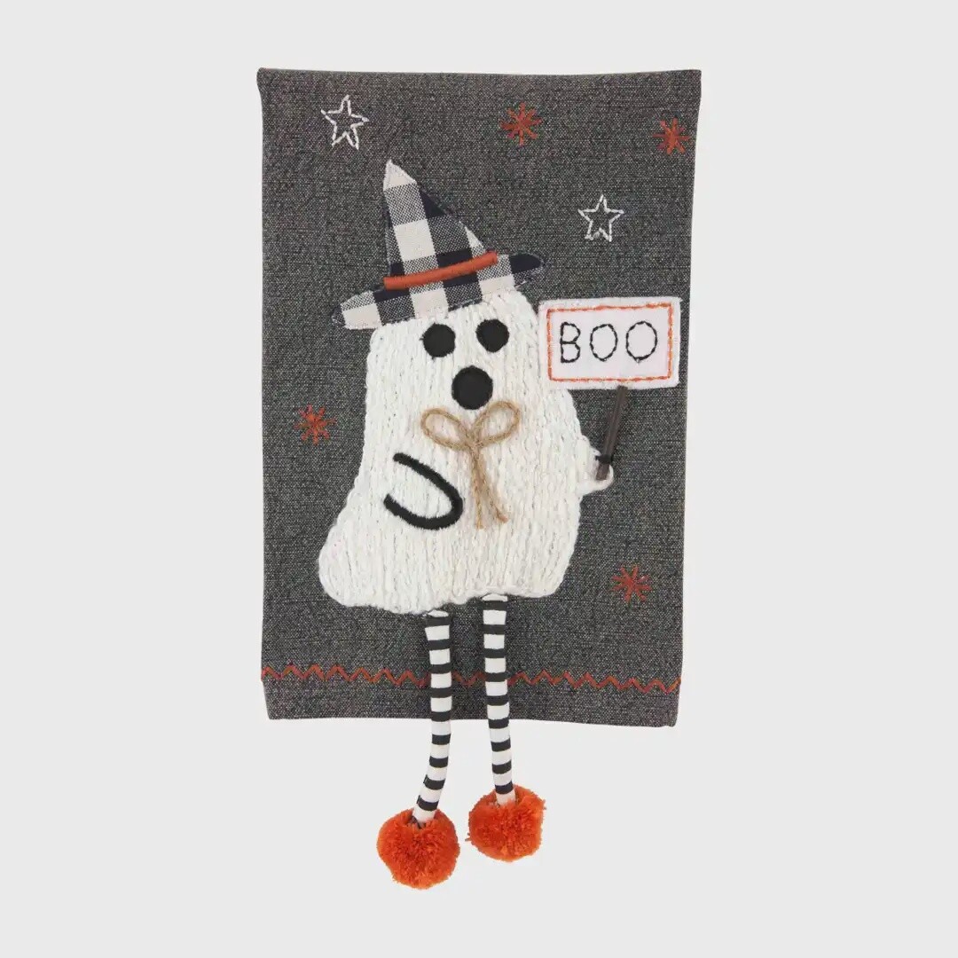 Halloween Dangle Leg Tea Towel, Description: Boo Ghost