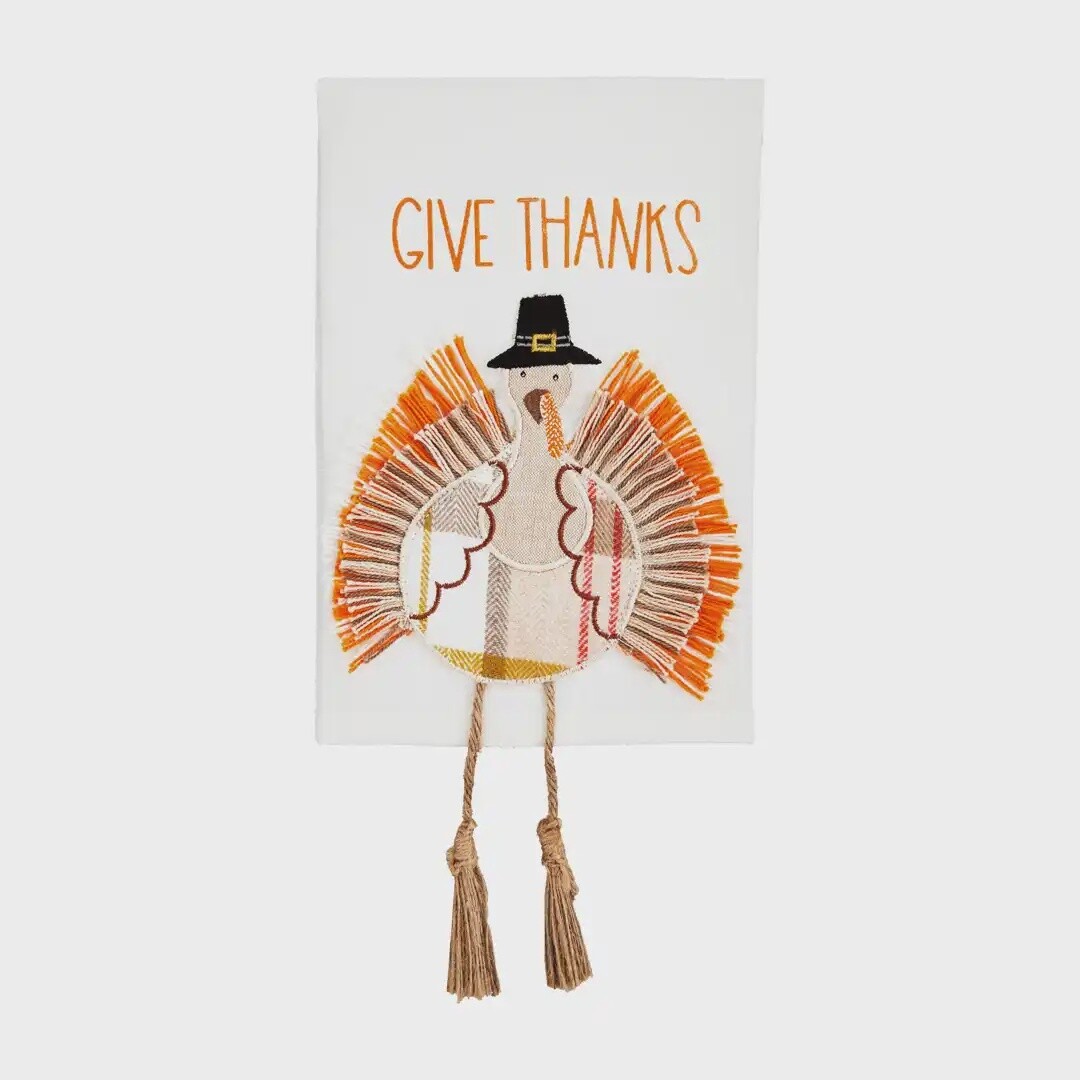 Dangle Leg Towel, Description: Give Thanks