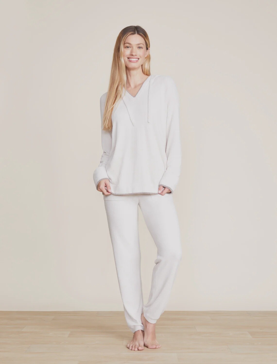 CozyChic Ultra Lite® Tipped Contrast Hoodie - Almond/Beach Rock