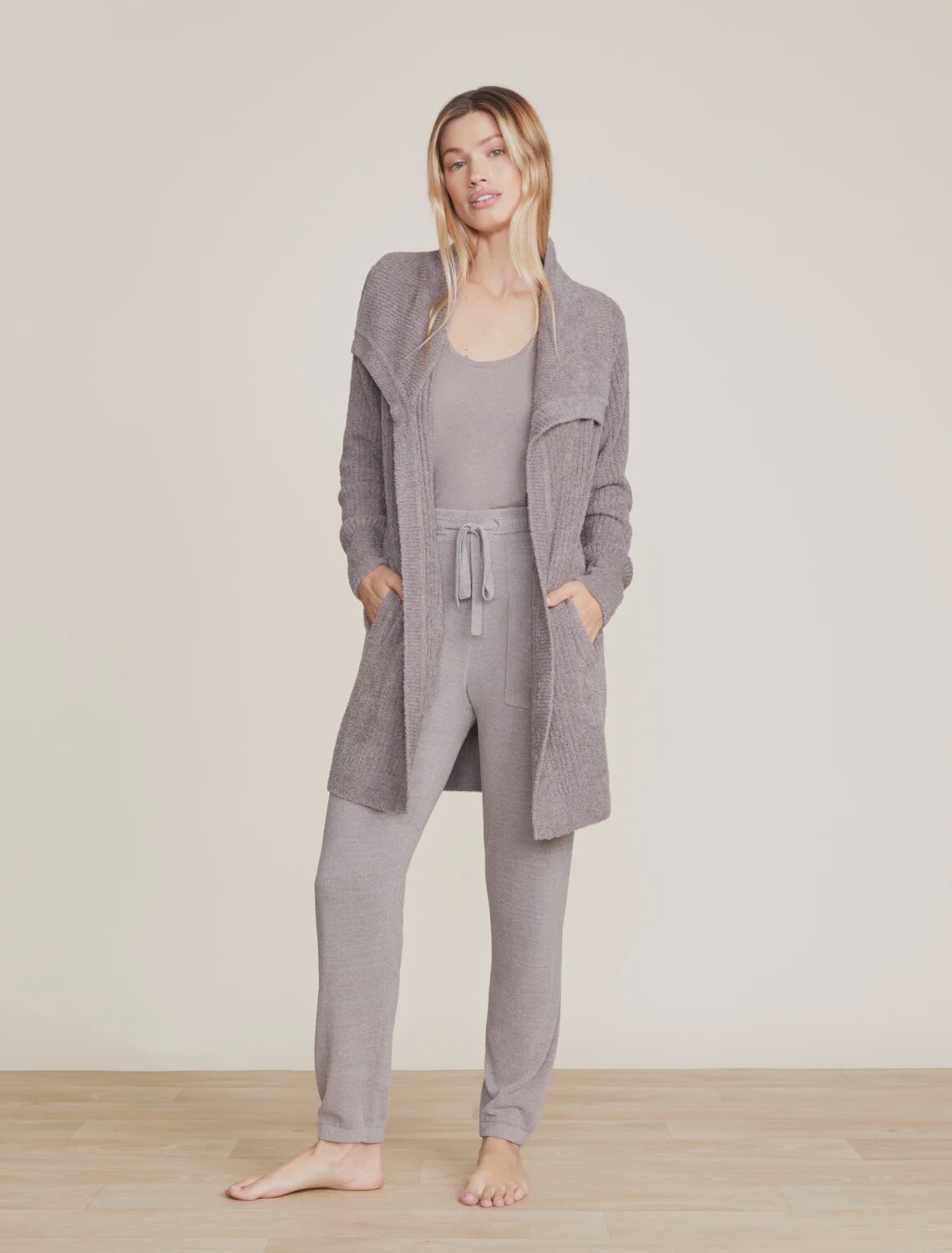 CozyChic Lite® Ribbed Drape Cardigan - Beach Rock