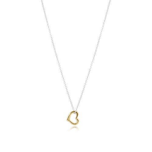 16&quot; Necklace Sterling Mixed Metal - Love Gold Charm