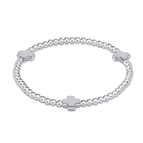 Signature Cross Sterling Pattern 3mm Bead Bracelet - Sterling