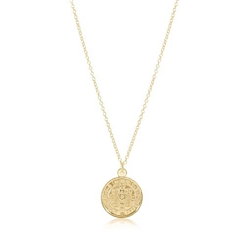 16&quot; Necklace Gold - Blessing Gold Disc