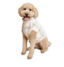 CozyChic® Plaid Pet Sweater - Pearl/Tan