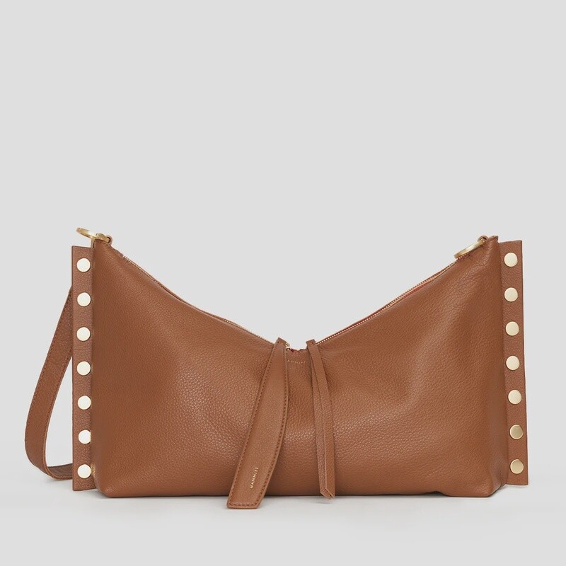 Mr. G Shoulder Bag - Mahogany Pebble/Brushed Gold Red Zip