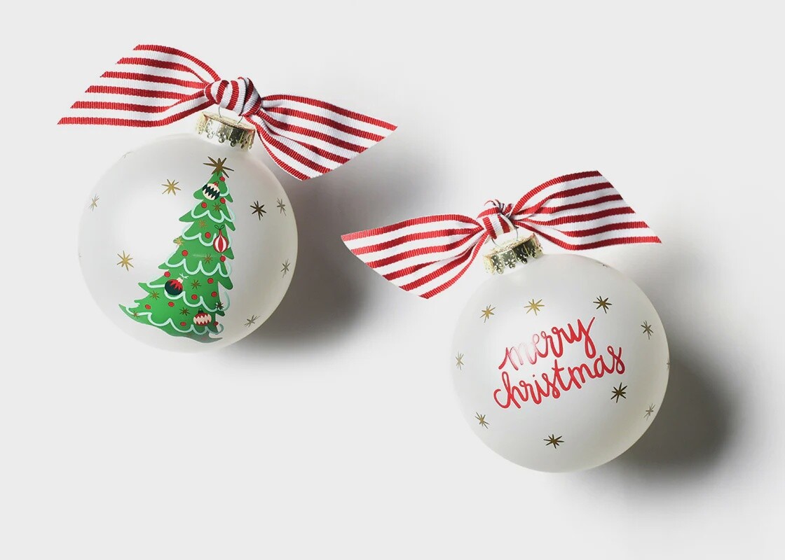 Trimmed Tree Glass Ornament