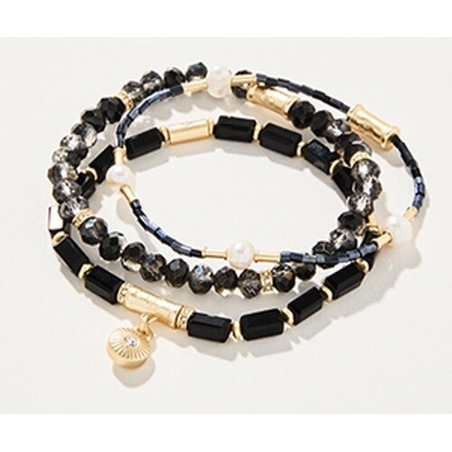 Sparkle Stretch Bracelet Stack Black