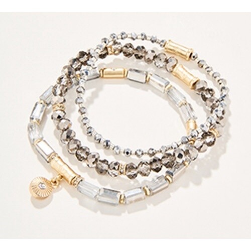 Sparkle Stretch Bracelet Stack Silver