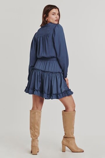JAZMINE PLEATED DRESS BLUE EYES