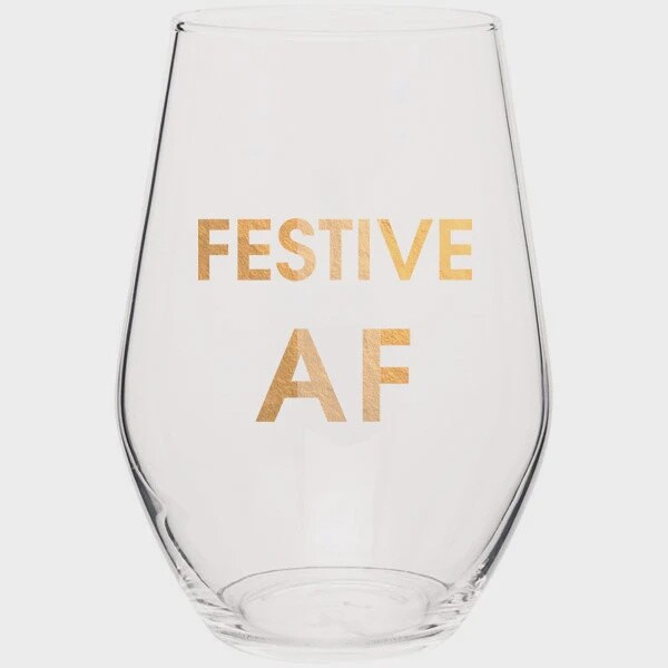 Festive AF Gold Foil Wine Glass